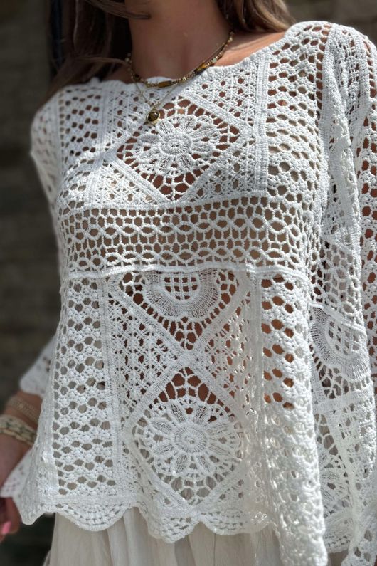 Laundry B Avery Crochet Top White - 